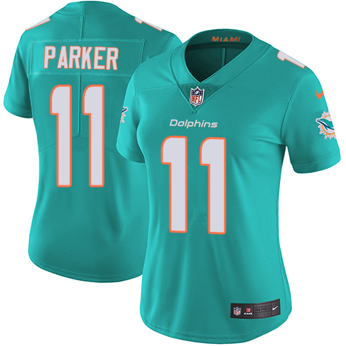 Nike Miami Dolphins 11 DeVante Parker Aqua Green Team Color Women Stitched NFL Vapor Untouchable Limited Jersey